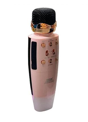 Караоке мікрофон + портативна бездротова колонка 2 в 1 bluetooth wster ws-2011 рожевий