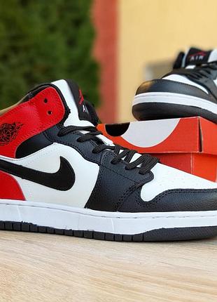 N1ke air jordan 1 retro белые с чёрным и красным