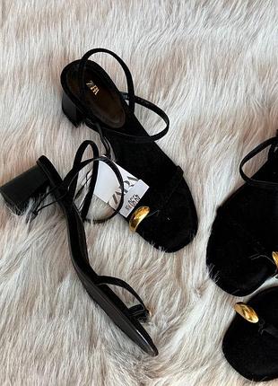 Босоніжки чорні жіночі zara, босоножки черные женскиe zara 39