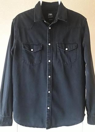 Красивая джинсовая мужская рубашка zara