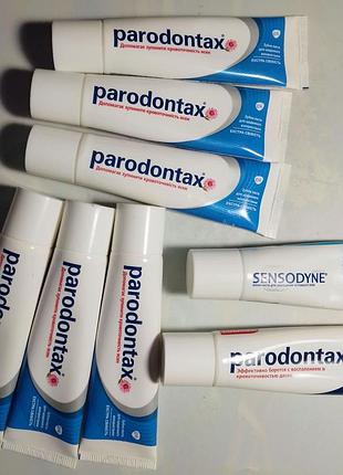 Зубная паста 30 мл parodontax sensodyne, дорожный формат набор 8 штук.