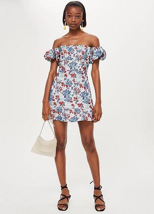 Міні-сукня topshop 3 металевим квітковим жакардовим принтом