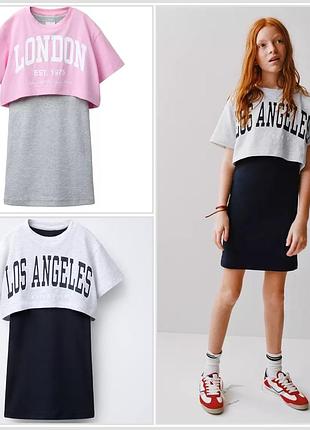 Zara комбінована сукня в рубчик 140,148,156