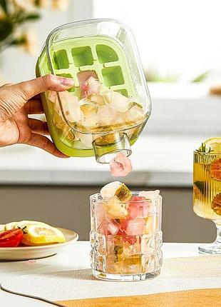Бутылка для льда 500мл с трубочкой и крышкой, ice cube box, зеленая / форма для льда / бутылка-форма для льда 3
