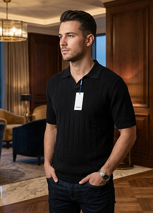 Мужское хлопковое поло jack &amp; jones, размер l, relaxed fit, 100% хлопок, черное