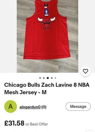 Мужская спортивная майка с лого.chicago bulls zach lavine 8 nba mesh jersey.s-m.