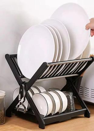 Двухъярусная подставка для сушки посуды bowl and dish storage rack / органайзер на кухню
