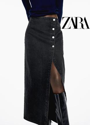 Джинсовая юбка zara с разрезом