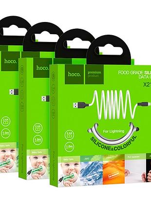 Кабель usb hoco x21 plus silicone lightning чорно-червоний 3