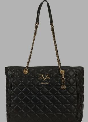 Сумка шоппер, оригинал, versace 1969 italia, брендовая, черного коляра, новая, большого размера
