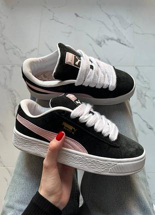 Кроссовки puma suede xl black pink арт 14003