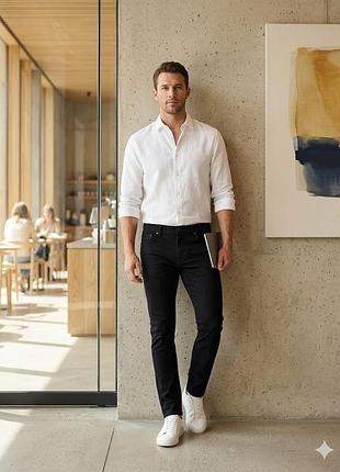 Джинсы zara р. 34 (l) slim fit цвет черный плотный деним
