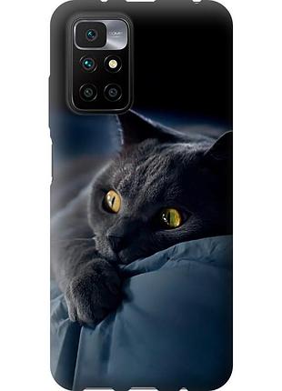 Чехол силиконовый на телефон xiaomi redmi 10 дымчатый кот "825u-2488-58250"