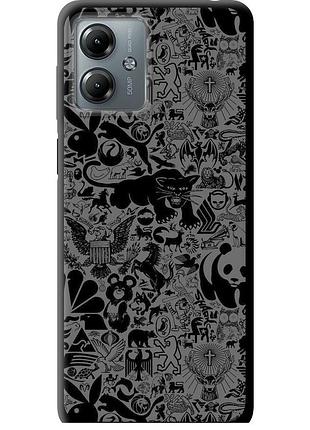 Чехол tpu на телефон motorola moto g14 чёрно-серый стикер бомбинг "2432b-3197-58250"