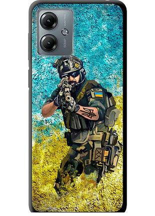Чехол tpu патриотический на телефон motorola moto g14 воин зсу "5311b-3197-58250"
