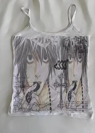 Трендова майка на бретелях у стилі y2k / grunge / anime core