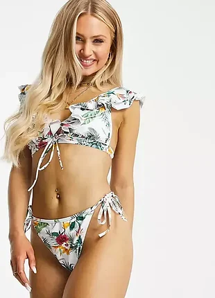 Купальник бікіні missguided з квітковим принтом високою посадкою s