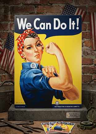 Металлическая винтажная табличка «rosie the riveter» we can do it! ретро 20х30см