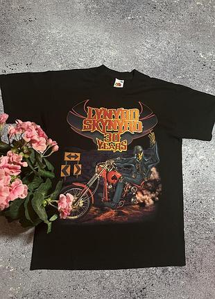 Чорна вінтажна футболка мерч  lynyrd skynyrd fruit of the loom