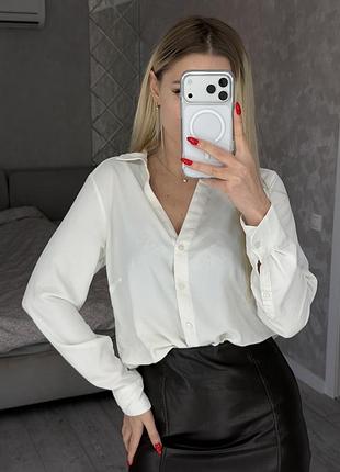 Блузка рубашка шифоновая h&m. молочный цвет размер s