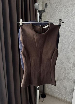 Шоколадний топ від zara, розмір s , корсетний , натуральна тканина