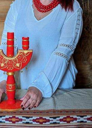 Подсвечник деревянный с росписью ручной работы