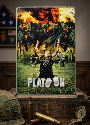 Металлическая винтажная табличка взвод platoon постер фильма 14х20 см