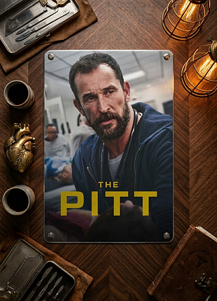 Металлическая винтажная табличка сериал питт the pitt постер 14х20 см