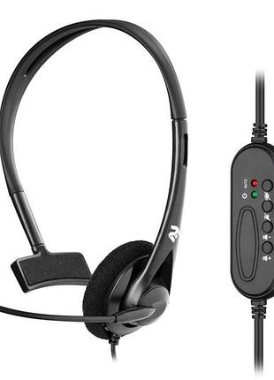 Гарнитура 2e on-ear ch11, проводная с usb, микрофон, 2м, черный