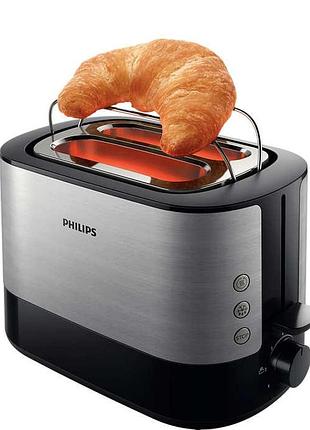 Компактний тостер philips viva collection з 8 налаштуваннями 1050вт чорний (hd2637/90)