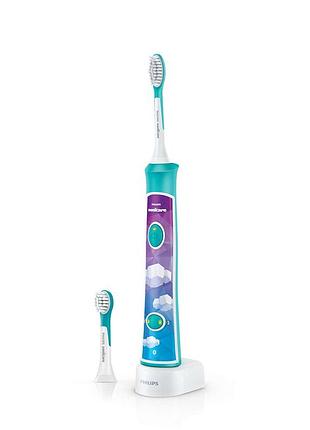 Детская зубная щетка philips sonicare for kids 2 насадок/8 наклеек (hx6322/04)