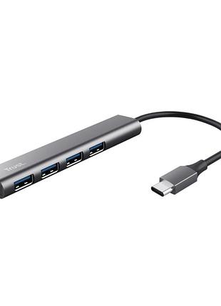 4-портовый usb-хаб trust halyx 4-port usb-c серый (24948)