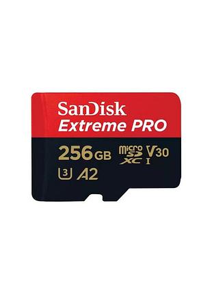 Карта памяти microsdxc sandisk extreme pro 256gb c10 v30 (r200mb/s, w90mb/s)+(adapter) sdsqxcd-256g-gn6ma
