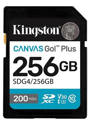Карта пам’яті sdxc kingston canvas go! plus 256gb uhs i class 10 v30 швидкість читання до 200 мб/с запису до 160 мб/с (sdg4/256gb)