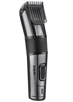 Триммер babyliss e978e для волос и бороды, аккумуляторный, 2 сменные насадки, черный с серым