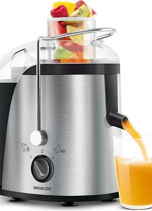 Соковыжималка sencor sje741ss, 400w, 2 скорости, механическое управление, серебристый