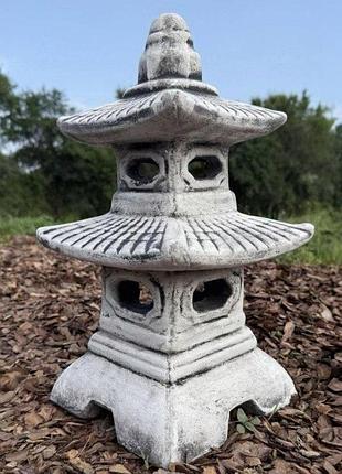 Садовая фигурка из бетона, ручной работы, 40см, японский дом 2 крышки / бетонная скульптура / садовая фигура из бетона