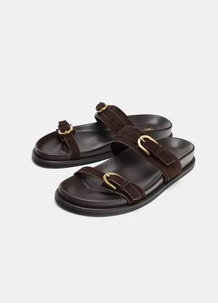 Шльопанці жіночі коричневі zara new