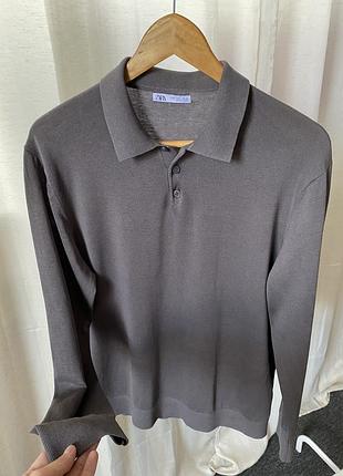 Zara cotton silk mulberry blend polo long sleeve shirt / якісний лонг поло з котону та шовку зі свіжих колекцій