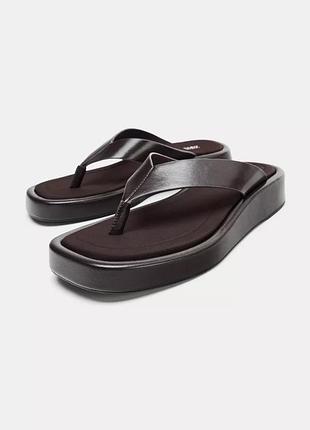 Шльопанці жіночі коричневі zara new