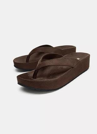 Шльопанці жіночі коричневі zara new