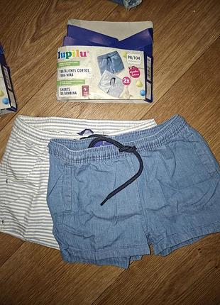 Новые качественные шорты детские 98-104 на 2-4 года фирма lupilu, 100% хлопок, для девочки коттон