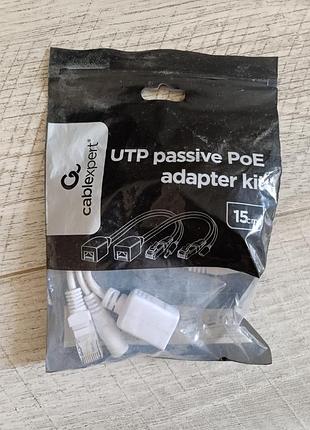 Poe адаптер пассивный (пара) cablexpert utp poe адаптерный кабель, 0.15 м, телекоммуникационный, белый (pp12-poe-0.15mw)