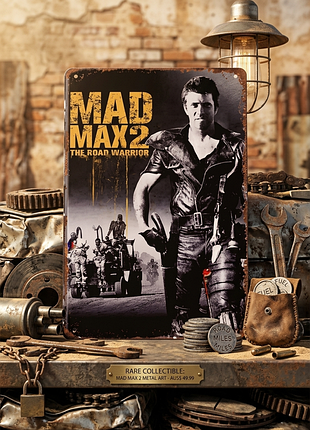 Металева вінтажна табличка "безумний макс 2" (mad max 2) 14х20см
