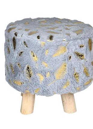 Пуф stenson plush фланелевий сірий з дерев’яною кришкою, 28×30 см (r33441)