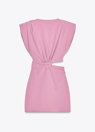 Zara мини платье розовое с вырезами 3