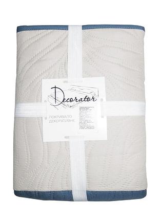 Покрывало decorator двустороннее - листья бежевый/бирюзовй 180x215