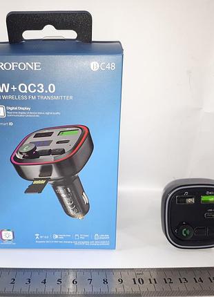 Магнитофонный фм модулятор fm fm-трансмиттер borofone bc48b usb/mp3/12-24в/microsd/usb быстрая зарядка 3.0а