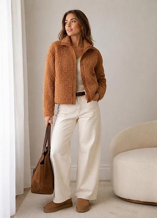 🤎 м’який teddy- светер ugg у карамельному відтінку ✨ стильна плюшева кофта кардиган ugg