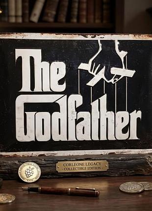 Металева вінтажна табличка хрестений батько the godfather 14х20 см